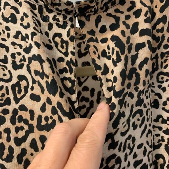 New Look Animal Print Ruched Mock Neck Midi Dress Size 4 Long Sleeves NWT - Picture 8 of 9
